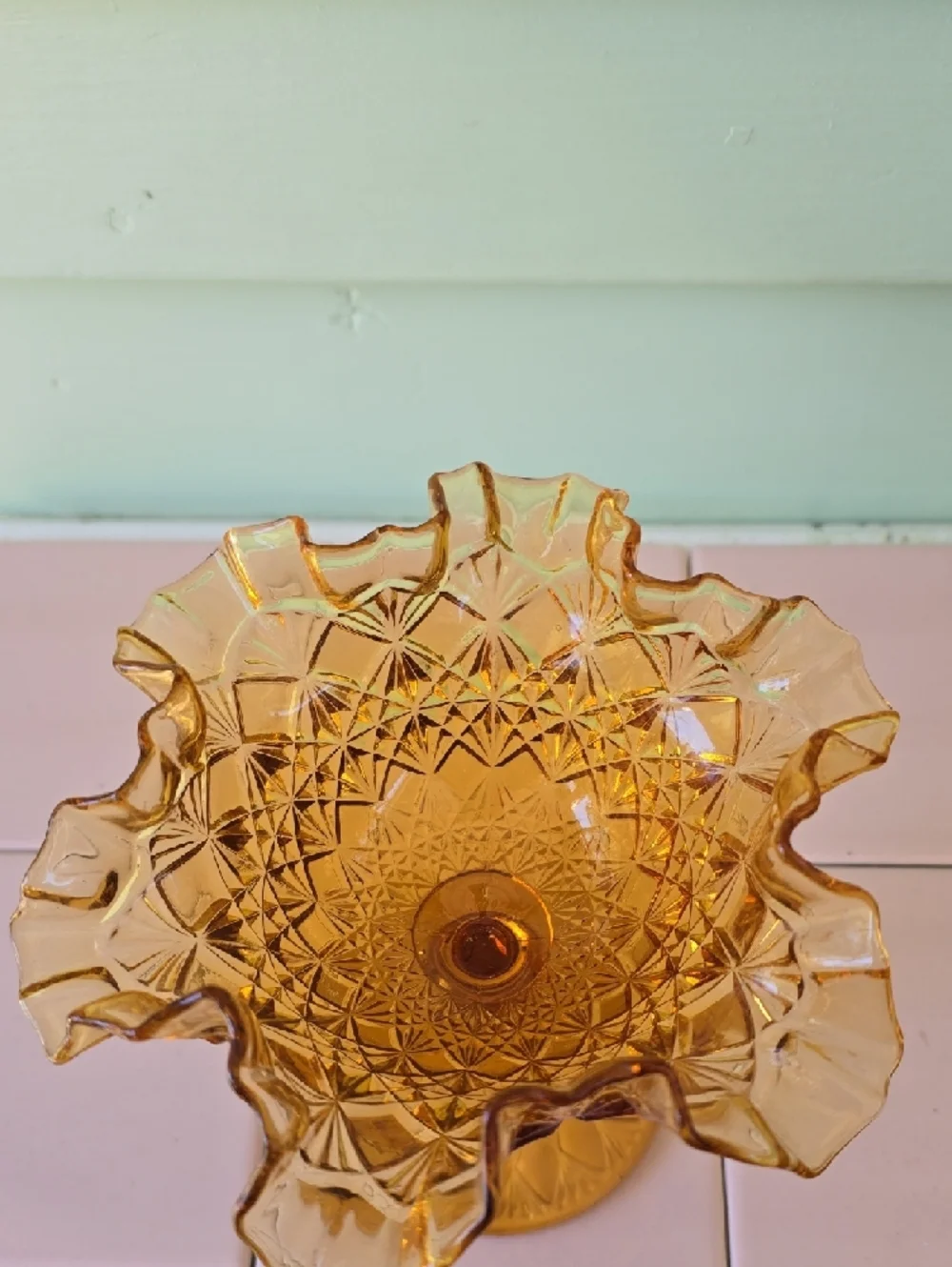 Amber Ruffled Compote Candy Dish - Picture 2 of 3
